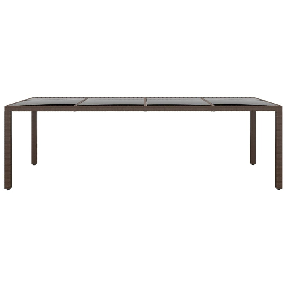 Gartentisch mit Glasplatte Braun Poly Rattan