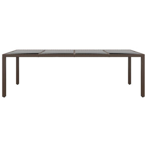 Gartentisch mit Glasplatte Braun Poly Rattan