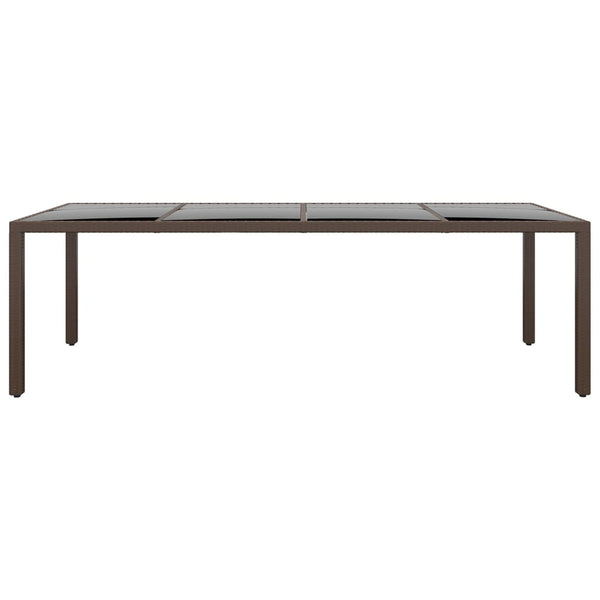 Gartentisch mit Glasplatte Braun Poly Rattan