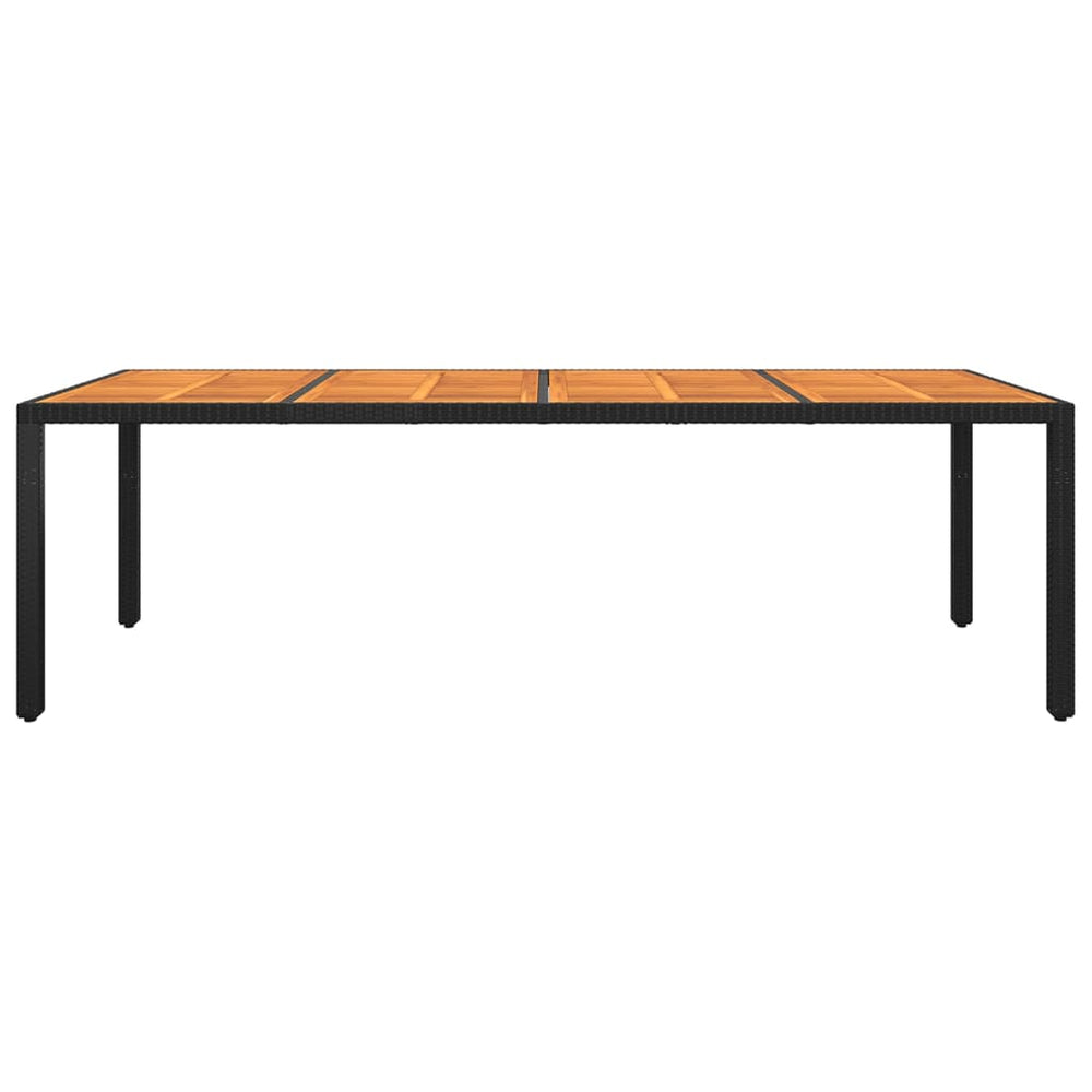 Gartentisch 250x100x75 cm Akazienholz und Poly Rattan Schwarz
