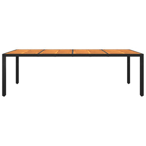 Gartentisch 250x100x75 cm Akazienholz und Poly Rattan Schwarz