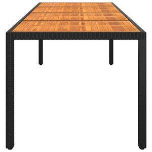 Gartentisch 250x100x75 cm Akazienholz und Poly Rattan Schwarz