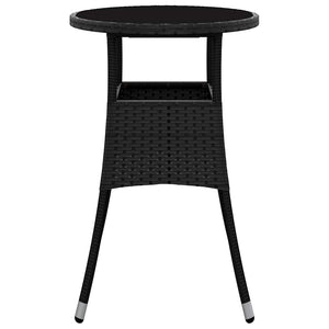 Gartentisch Ø60x75 cm Hartglas und Poly Rattan Schwarz