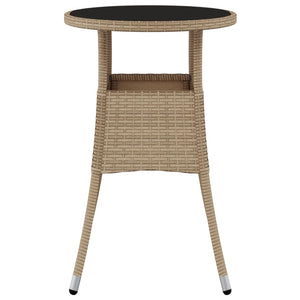Gartentisch Ø60x75 cm Hartglas und Poly Rattan Beige