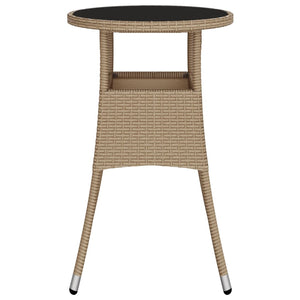 Gartentisch Ø60x75 cm Hartglas und Poly Rattan Beige