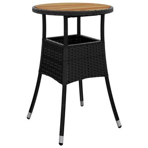 Gartentisch Ø60x75 cm Akazienholz und Poly Rattan Schwarz