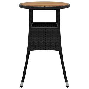 Gartentisch Ø60x75 cm Akazienholz und Poly Rattan Schwarz