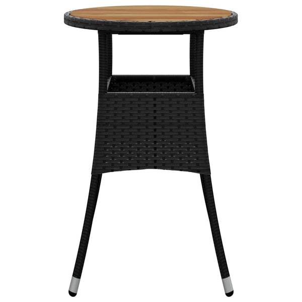 Gartentisch Ø60x75 cm Akazienholz und Poly Rattan Schwarz