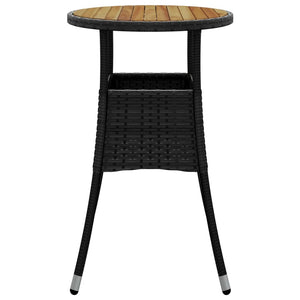 Gartentisch Ø60x75 cm Akazienholz und Poly Rattan Schwarz