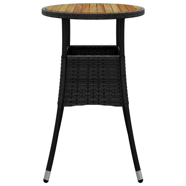 Gartentisch Ø60x75 cm Akazienholz und Poly Rattan Schwarz