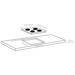 Induktionskochfeld 4 Platten 77cm 7000W