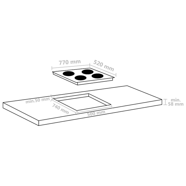 Induktionskochfeld 4 Platten 77cm 7000W
