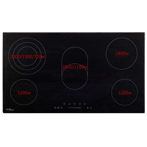 Glaskeramik Kochfeld 5 Platten Touch Control 77cm