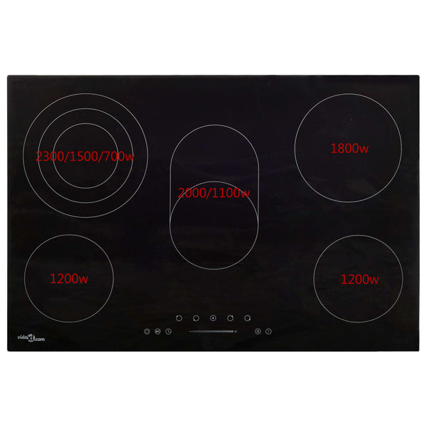 Glaskeramik Kochfeld 90cm, 5 Platten, Touch Control