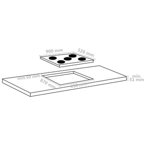 Glaskeramik Kochfeld 90cm, 5 Platten, Touch Control