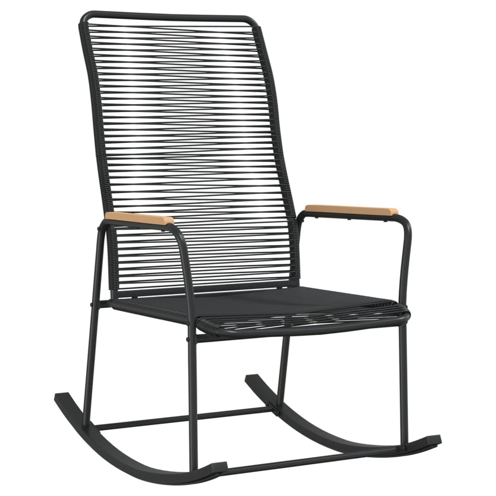 Garten-Schaukelstuhl Schwarz 59x79,5x104 cm PVC Rattan