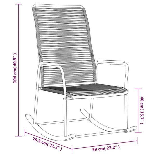 Garten-Schaukelstuhl Schwarz 59x79,5x104 cm PVC Rattan