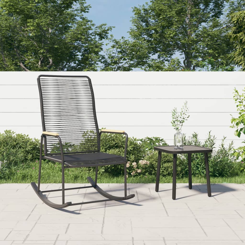 Garten-Schaukelstuhl Schwarz 59x79,5x104 cm PVC Rattan