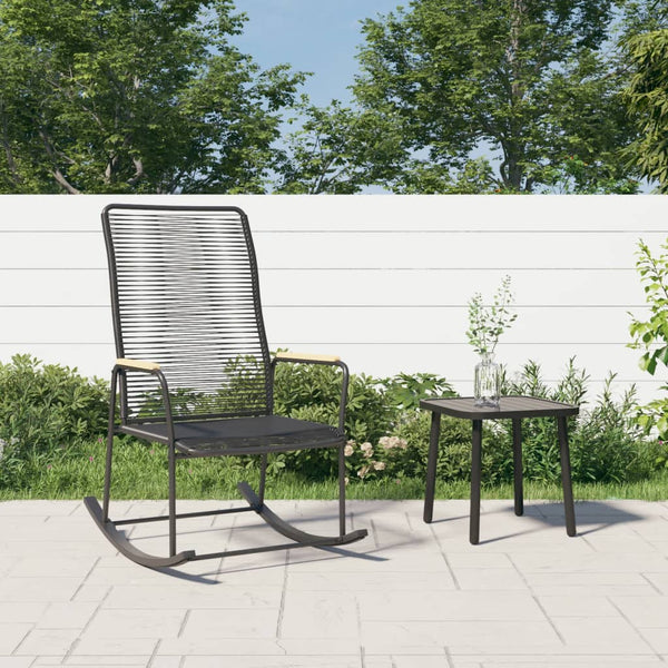 Garten-Schaukelstuhl Schwarz 59x79,5x104 cm PVC Rattan