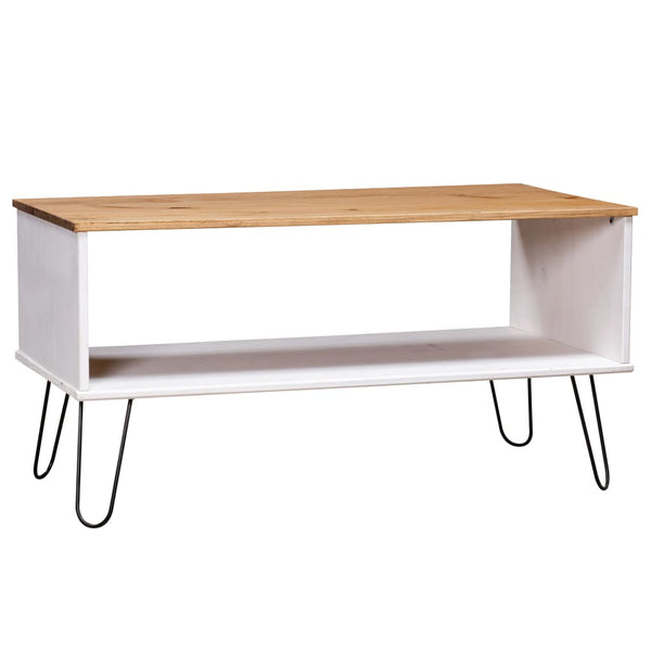 vidaXL Table basse New York blanc et naturel pin massif
