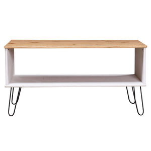 vidaXL Table basse New York blanc et naturel pin massif