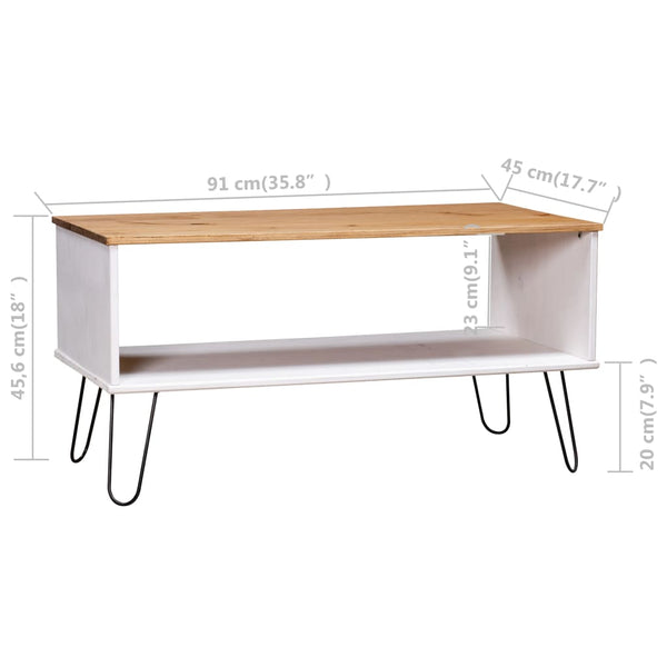 vidaXL Table basse New York blanc et naturel pin massif