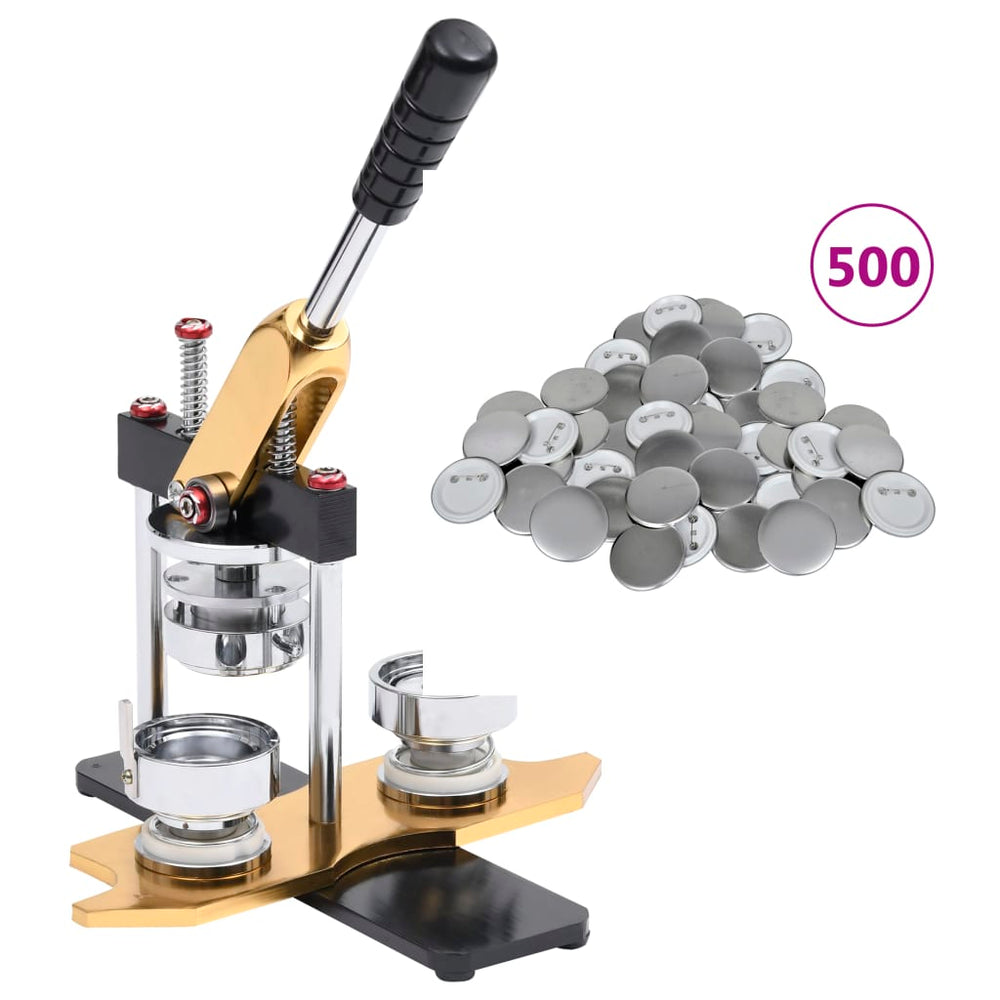 Buttonmaschine mit 500 Button-Teilen 37 mm Drehstanze