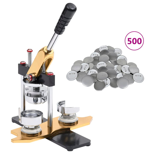 Buttonmaschine mit 500 Button-Teilen 37 mm Drehstanze