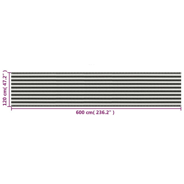 Balkon-Sichtschutz HDPE 120x600 cm Anthrazit und Weiß