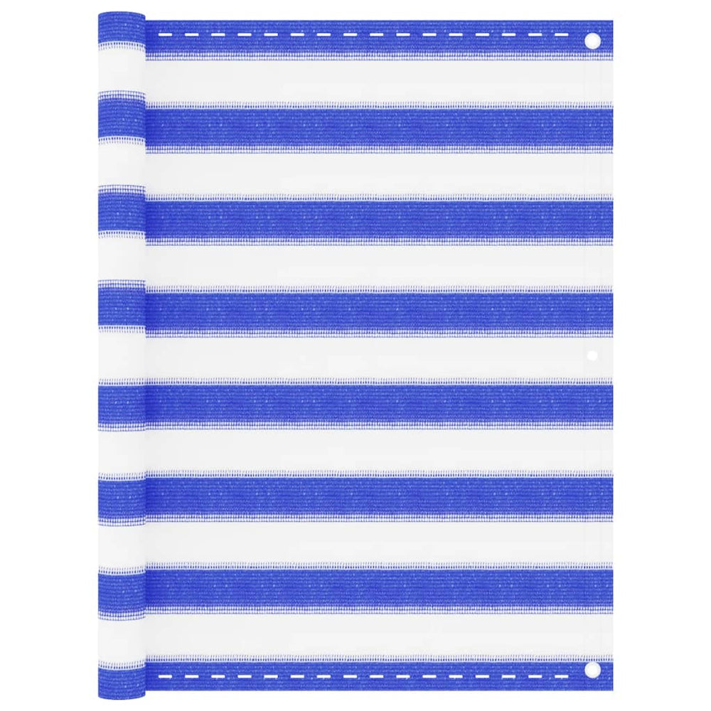 vidaXL Brise-vue de balcon bleu et blanc 90x400 cm HDPE