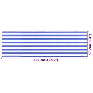 Balkon-Sichtschutz Blau und Weiß 90x400 cm HDPE