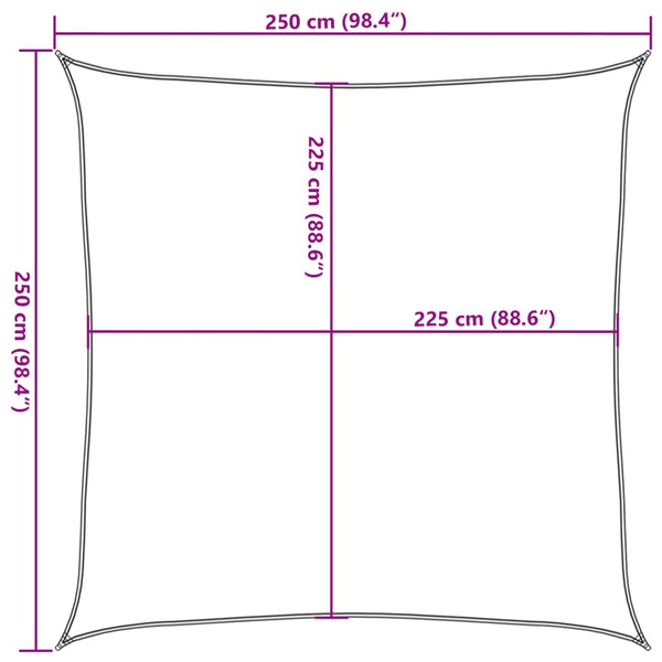 Sonnensegel 160 g/m² Anthrazit 2,5x2,5 m HDPE