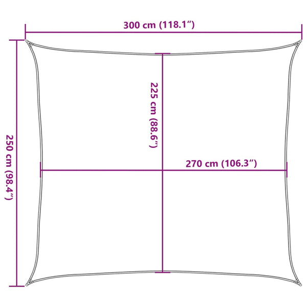 Sonnensegel 160 g/m² Creme 2,5x3 m HDPE
