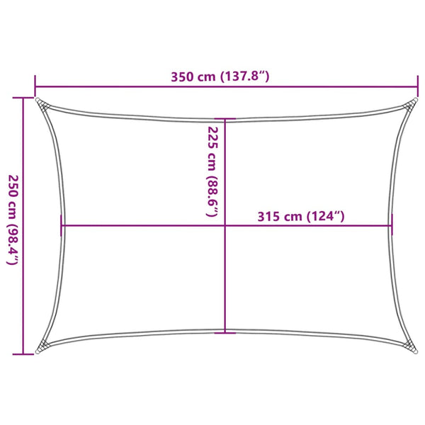 Sonnensegel 160 g/m² Creme 2,5x3,5 m HDPE