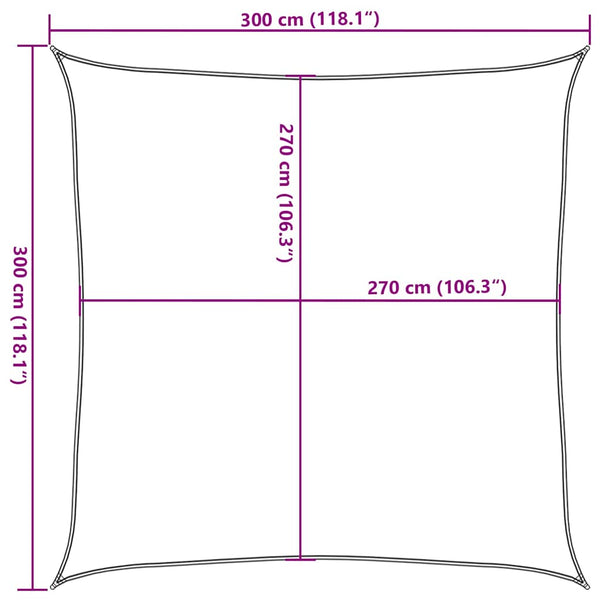 Sonnensegel 160 g/m² Weiß 3x3 m HDPE