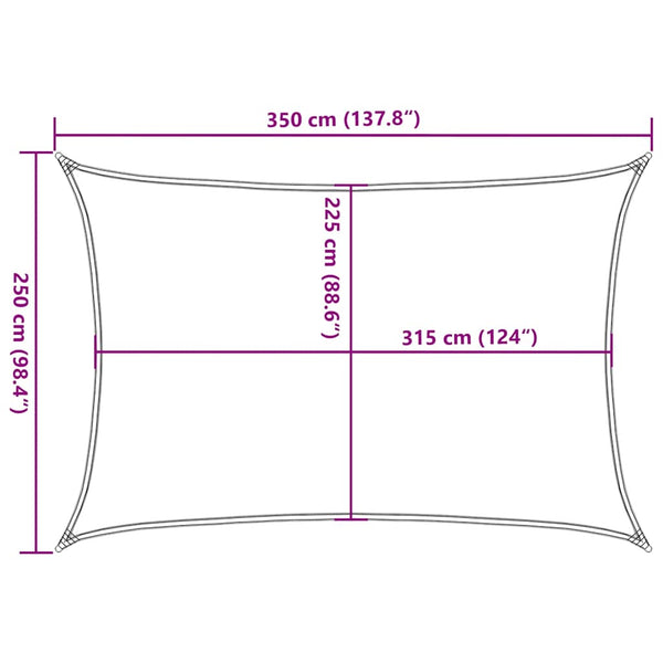 Sonnensegel 160 g/m² Weiß 2,5x3,5 m HDPE