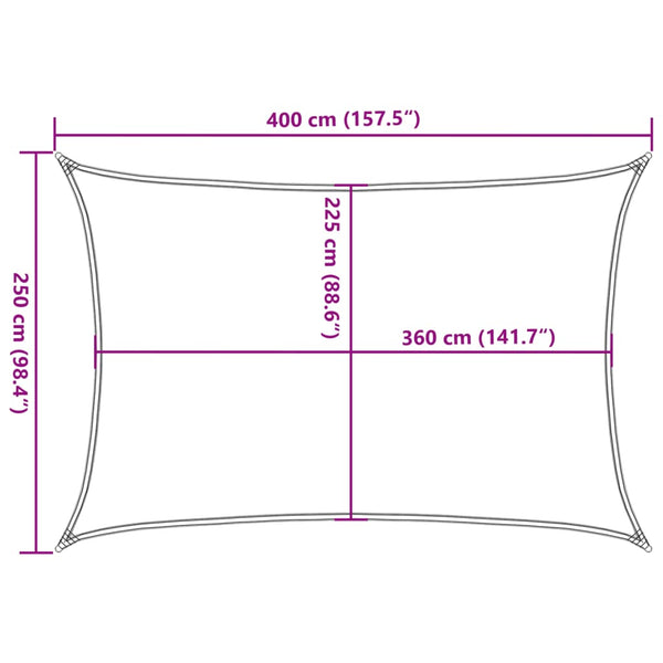 Sonnensegel 160 g/m² Weiß 2,5x4 m HDPE