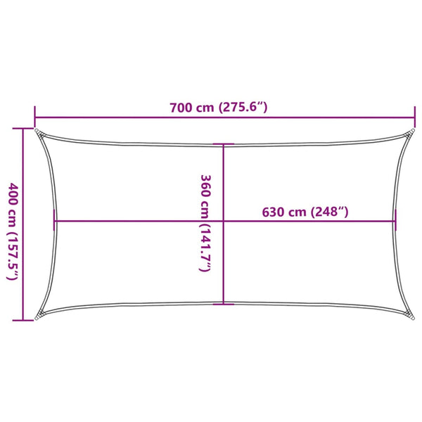 Sonnensegel 160 g/m² Weiß 4x7 m HDPE
