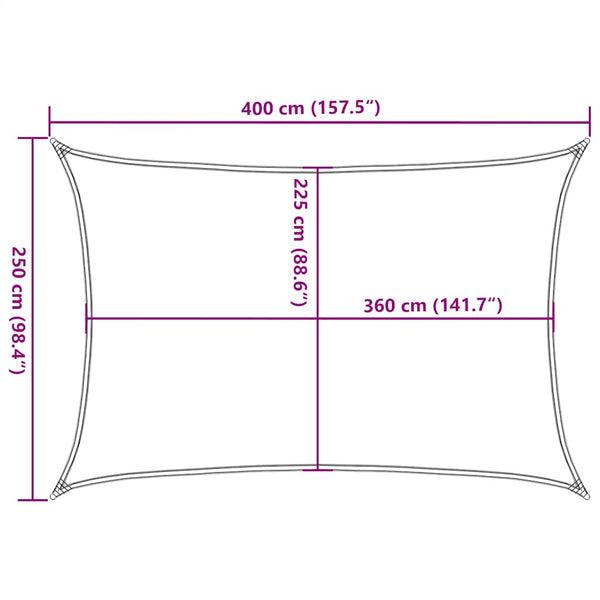 Sonnensegel 160 g/m² Hellgrün 2,5x4 m HDPE