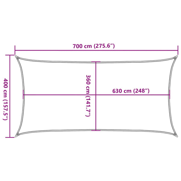 Sonnensegel 160 g/m² Hellgrün 4x7 m HDPE