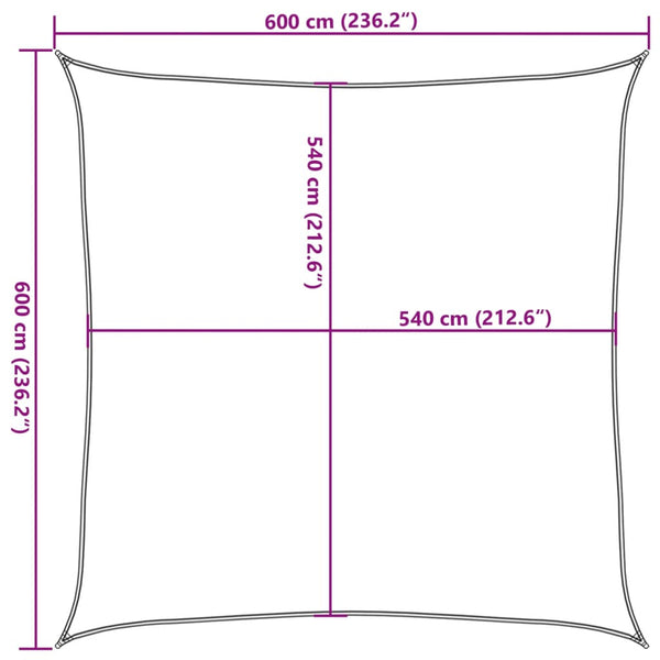 Sonnensegel 160 g/m² Terrakottarot 6x6 m HDPE