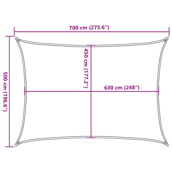 Sonnensegel 160 g/m² Terrakottarot 5x7 m HDPE