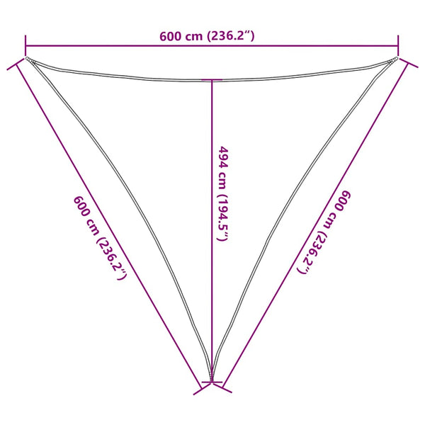 Sonnensegel 160 g/m² Dreieckig Terrakottarot 6x6x6 m HDPE