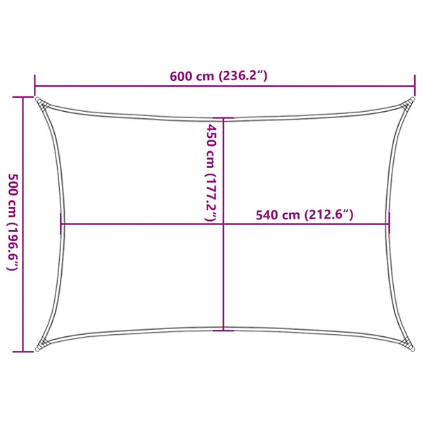 Sonnensegel 160 g/m² Taupe 5x6 m HDPE