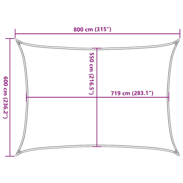 Sonnensegel 160 g/m² Taupe 6x8 m HDPE