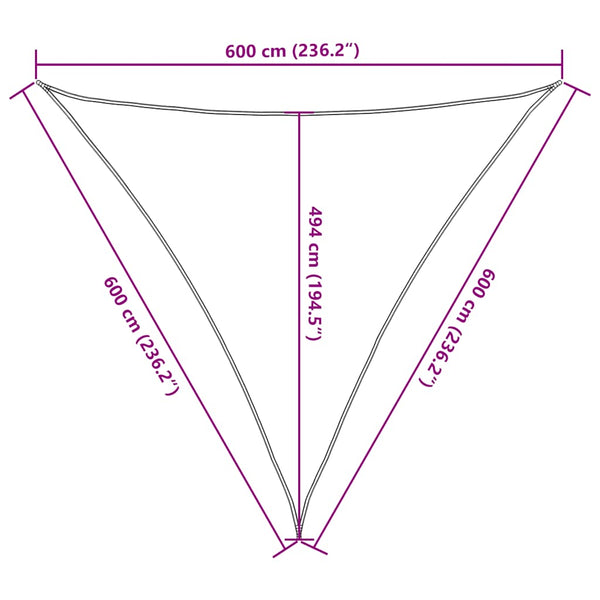 Sonnensegel 160 g/m² Taupe 6x6x6 m HDPE