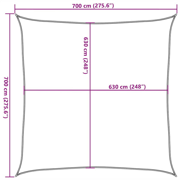 Sonnensegel 160 g/m² Quadratisch Blau 7x7 m HDPE