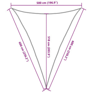 vidaXL Voile d'ombrage triangulaire bleu 160 g/m² 5x6x6 m PEHD