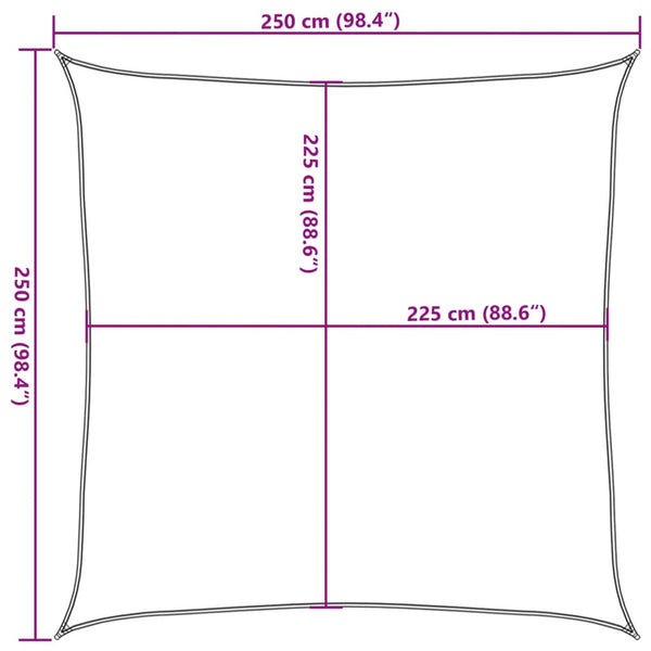Sonnensegel 160 g/m² Gelb 2,5x2,5 m HDPE
