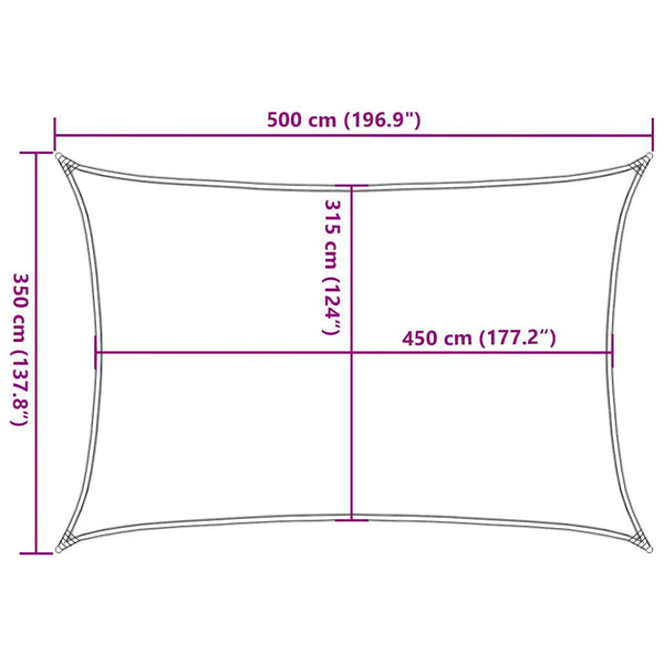 Sonnensegel 160 g/m² Rechteckig Gelb 3,5x5 m HDPE